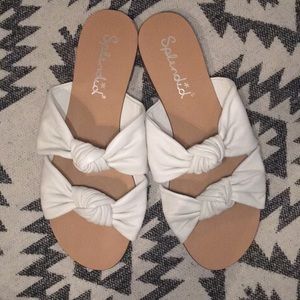 Knot top white sandals